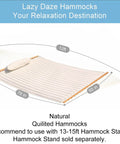 Two Person Double Quilted Fabric Hammock With Spreader Bar And Detachable Pillow For Outdoor Patio Backyard Poolside 450 Lb Weight Capacity 78 By 55 Inch Bed Ultra Comfy Natural
