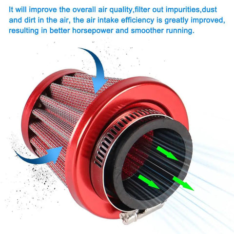 38Mm Air Filter Beefed Up for 50Cc to 212Cc Engines and VM22 PZ22 PZ26 PZ27 PD18J NC50 Carburetor showing air flow improvement
