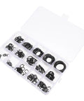 175 Piece Steel C Type External Circlip Snap Ring Assortment Kit For Automotive And Machinery in clear storage case with sections