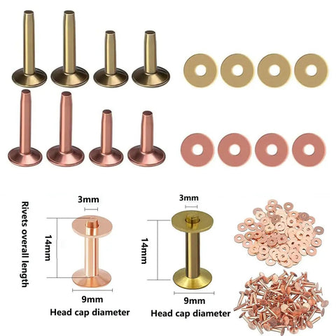 Heavy Duty Brass Rivet Set For Leathercraft And Belt Hardware Durable Metal Studs Keep Your Gear Tight With Rock Solid Versatile Sizes Perfect For Wallets Collars And Weekend Diy Projects