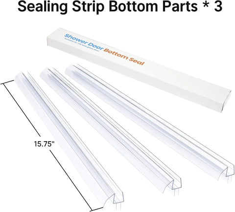 Three Section Shower Door Bottom Seal Kit For Three Eighth Inch Frameless Glass Doors Each Section Measures 15.75 Inches Easy Install