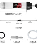 200cc Automotive Fluid Extractor Pump With 50cm Rubber Hose And Dual 22cm PVC Suction Tubes illustration with dimensions