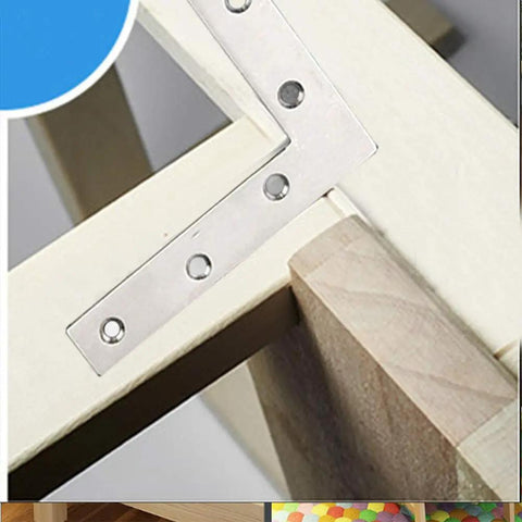 Flat L Shaped Corner Bracket Set, 2 Pcs 120 X 120 mm Stainless Steel Right Angle Repair Plate For Wood Shelves Cabinets Tables And Chairs, Heavy Duty Furniture Fastener Joint Connector For DIY Projects