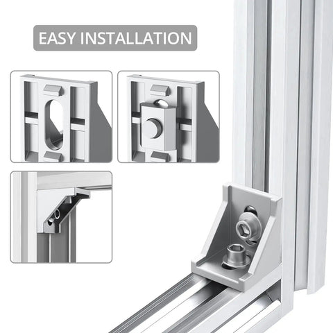 Sick 10 Pack 4040 Aluminum Extrusion Corner Brackets With T-Slot Complete Hardware Kit Including M8 T-Nuts Hex Socket Screws Washers And Hex Key for easy installation examples.