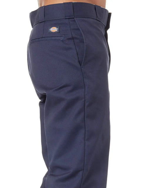 Mens Original Straight Leg Work Pants Rock Solid Heavy Duty Uniform Trousers Built Different For The Daily Grind Dark Navy side view showcasing durable fabric and design details.