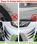 Before and after protection of car bumper with 12 Piece Universal Car Spoiler Canards Kit With Front Bumper Lip Splitter Exterior Soft Rubber Fins Spoilers Anti Collision Strip Decals For Your Ride Vehicle Body Decoration Carbon Fiber Black