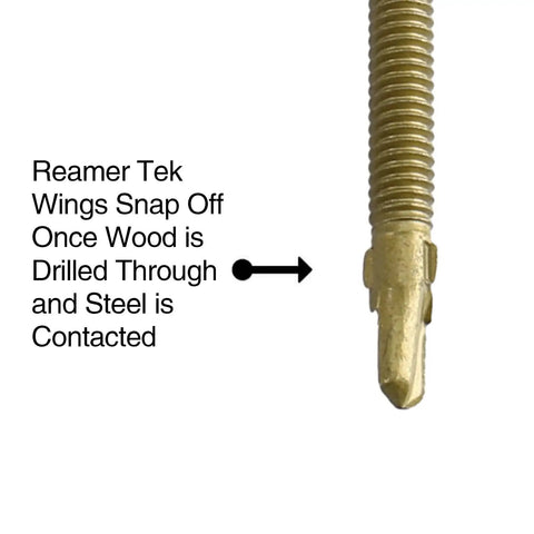 Close-up of Heavy Duty Standard 14 X Three Quarter Inch Reamer Tek Screws Torx Star Drive highlighting snap-off wings for use.