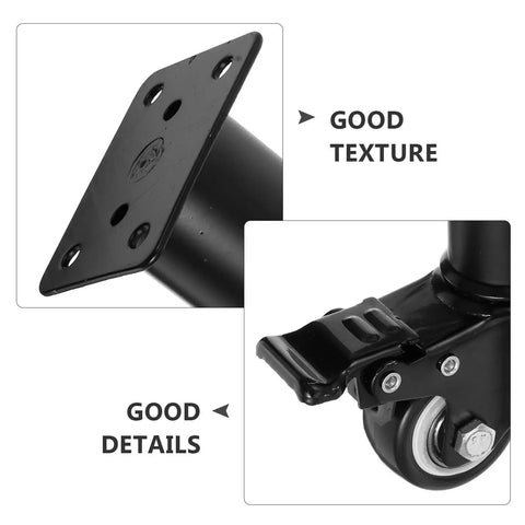 Close-up of 4 Pack Adjustable Metal Furniture Legs With Caster Wheels For Sofas And Tables, showing texture and detail.