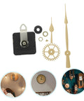 DIY Wall Clock Kit With Battery Powered Quartz Movement, Hands, And Heavy Duty Clock Mechanism components on white background.