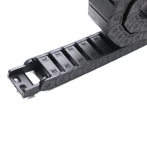 15mm By 30mm Plastic Semi Closed Cable Drag Chain For CNC Machine Tools Black 1 Meter Long Wire Carrier Side View