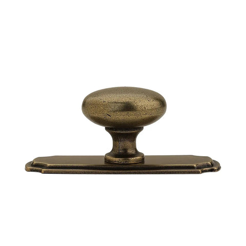 Front view of 10 Pack 1 1/4 Inch Cabinet Knobs With Matching Backplates Antique Brass Vintage Drawer Pulls design.