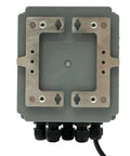 Back view of Clamp-On Portable Ultrasonic Flow Meter With 2 TM-1 Transducers, mounting plate, four connectors visible, rugged design.