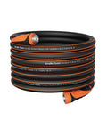 Ultra Lightweight Garden Hose 100ft Heavy Duty Five Eighth Inch All Weather Flex Hose For No Fuss Yard Work And Reliable Watering For Garden Lawn And Outdoor Cleaning black coiled with orange connectors