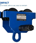 Heavy Duty I Beam Trolley With 4400 Lbs Capacity For Push Operation On Standard Or Wide Flange I Beams, close-up