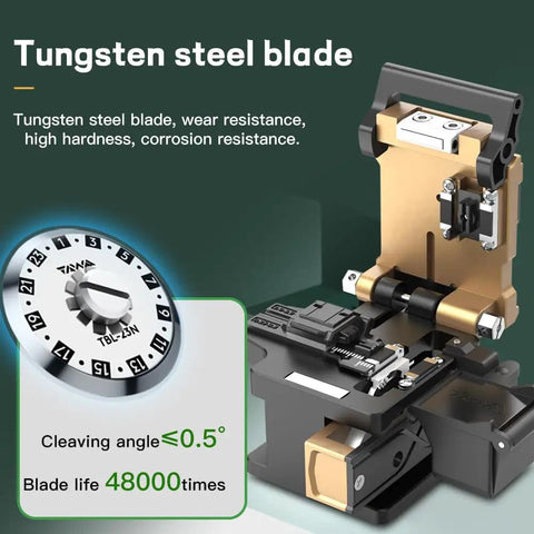 Pro Grade Auto Stability Fiber Optic Cleaver With 0.5 Degree Precision, 48,000 Blade Life, Built In Waste Bin, 250 Micron To 3.0 Mm Fiber And Flat Cable, Dual Fixture Design For Clean, Consistent Fiber Terminations