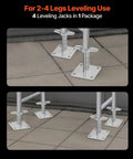 Four Pack Beefy Adjustable Leveling Jacks For Baker Style Scaffolding installed on concrete surface