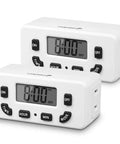 Two Pack 24 Hour Programmable Digital Outlet Timer With On Off Program LCD Display Mini Indoor Plug In 125V 15A for Seasonal Lights