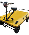Haul Like A Boss With This Super Durable Foldable Platform Truck Cart And Heavy Duty Dolly with yellow deck, handles, and removable seat.