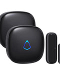 Wireless Door Chime System With Door Open Contact Sensor Alarm, 500 Ft Range, 58 Chimes And 5 Volume Levels, Ideal For Home Office Or Storefront, No-Fuss Install, 1 Transmitter And 2 Plug-In Receivers, Black