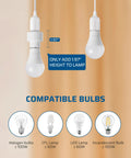 Wireless Remote Light Switch Kit For Lamps And Fixtures No Wiring Needed 100 Ft Range Wall Mounted Controller Plus Two Sockets ETL Listed Easy Remote Control For Pull Chain Lights Ideal For Elderly And Mobility showing bulb compatibility and size comparison