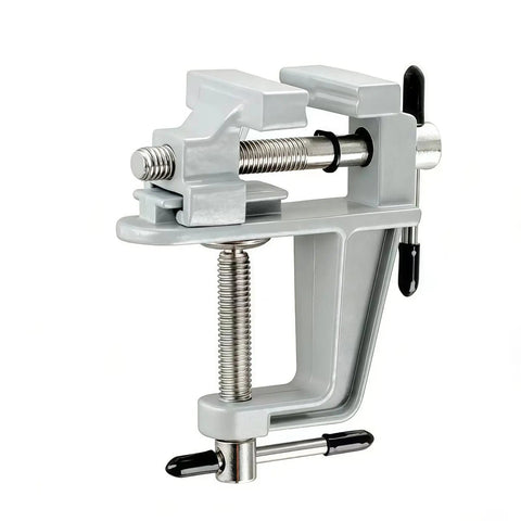Heavy Duty Aluminum Bench Vise With Mini Clamp For DIY Jewelry Making And Electronics Repair close-up view