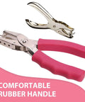 One Quarter Inch Single Hole Punch With Soft Grip Handles, 6 Sheet Capacity, 3-pack featuring comfortable red rubber handles.