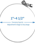5 Pack Heavy Duty Quick Release Hose Clamps Stainless Steel From One To Four And One Half Inches Adjustable Range Large Worm Gear Clamps