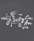 Clear Acrylic L Shaped Corner Brackets 20 pack with screws for DIY shelf setup and furniture corner joint 90 degree right angle braces.