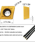 Diagram of Pro Grade 50 Pack CCMT21.51 CCMT060204 Carbide Turning Inserts, multilayer coated for lathe.