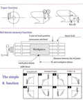 Diagram showing functions of Two Axis Digital Readout DRO for Milling and Lathe Machines, including linear drilling and taper function.