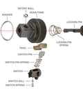 Exploded view of Half Inch Drive Quick Release Ratchet With Ten And A Half Inch Length Ninety Tooth Gear Ultra Compact Head And Fine Tooth Action