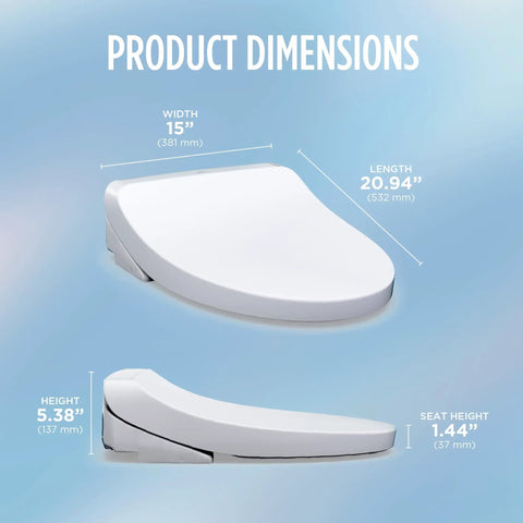 Premium Slick Electronic Bidet Toilet Seat With Instant Continuous Warm Water Spray And Reliable Self Cleaning Wand, Hecka Comfortable Heated Seat, Soft Close Lid, Elongated Cotton White Design For A Fresh Top Shelf Upgrade