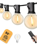 Remote Controlled 50 Ft G40 Globe LED Outdoor String Lights With 25 Plus 1 Shatterproof Bulbs IP45 Weatherproof For Patio