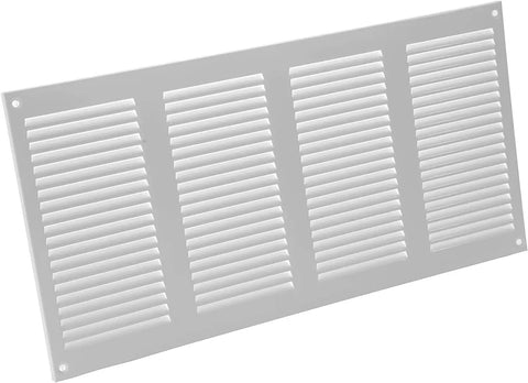 16 By 8 Inch White Metal Air Vent Cover 3 Pack with louvered grille and mesh screen for home, garage, indoor, and outdoor use