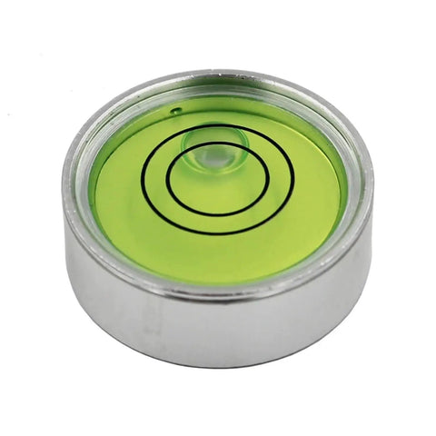 Horizontal Bead Metal Round Universal Spirit Level Bubble Green in White Diameter 25mm-60mm 1Piece(JYF30-6010QQ) top view.