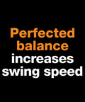 Text image stating 'Perfected balance increases swing speed' for 36 Inch Heavy Duty Wood Splitting Axe With Shock Absorbing Handle And Forged Steel Blade.