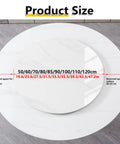 Top view of 24 Inch Round Marble Lazy Susan Turntable With Tempered Glass Cover showing dimensions.