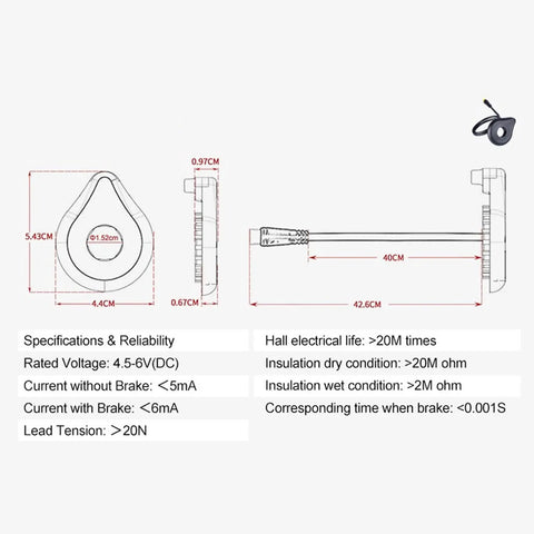 Dual Hall Pedal Assist Sensor For Electric Bikes KD-2PS-L Upgrade With 12 Magnets, Precise, Responsive PAS Sensor For Smooth Electric Ride, Durable PC Body, Multifunctional Pedal Sensor For Reliable Power