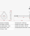 Dimensions and specifications of multifunction electric bike pedal sensor with 12 magnets and dual hall effect.