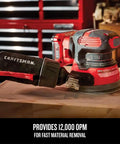 V20 Cordless 5 Inch Orbital Sander Bare Tool With 12,000 OPM on wooden surface in workshop setting