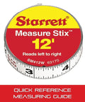 Tape Measure Stix With Sticky Backing For Quick On Surface Readings On Workbench Saw Table Or Drafting Table 1/2 Inch By 12 Foot Left Right Reading S1 Style English Metric, coiled and labeled with measurements.