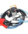 Heavy Duty Self Priming 110V AC Oil Transfer Pump 16 GPM Fuel Diesel Kit with hoses and nozzle for fluid transfer.