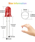 Red LED from 450 Piece 5mm LED Diode Kit With Five Colors White Red Yellow Green Blue For DIY Electronics Projects size details