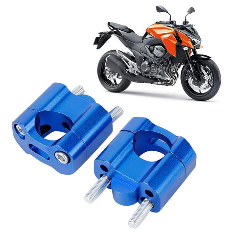 22mm And 28mm Handlebar Mount Clamps Riser Adapter CNC Aluminum Alloy Beefy Build Ultra Strong Durable Easy No Drill Installation Fits Most 22mm And 28mm Bars Blue Finish
