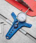 Table Saw Alignment Gauge With Precision Dial Indicator For Perfect Parallel Cuts, blue with hex keys and red saw blade