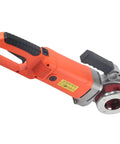 Rock Solid Electric Pipe Threader Handheld Threading Machine 110V US Plug, orange grip, designed for easy pipe threading.