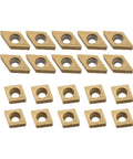 Twenty Pcs Carbide Turning Inserts Set CCMT21.51 CCMT060204 DCMT21.51 DCMT070204 Multilayer Coated Lathe Inserts displayed in rows