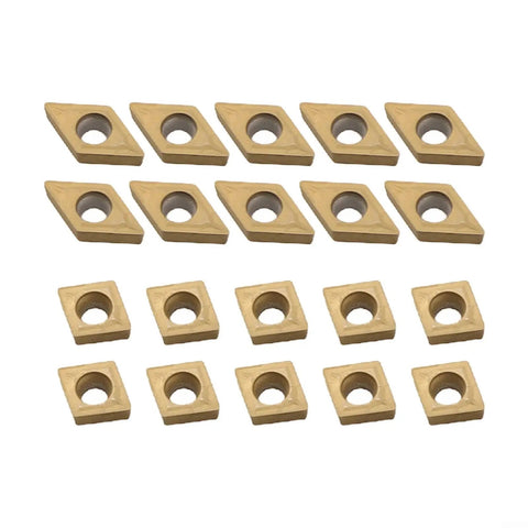 Twenty Pcs Carbide Turning Inserts Set CCMT21.51 CCMT060204 DCMT21.51 DCMT070204 Multilayer Coated Lathe Inserts displayed in rows
