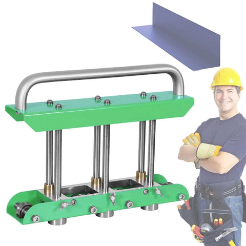 Heavy Duty Portable Sheet Metal Bender Station For 0 To 90 Degree Folds Ideal For Rain Diverters And Roof Edges Works With Steel Aluminum And Copper Sheets 0.01 To 0.04 Inch (0.3 To 1.0 Mm) Thick with green metal frame and steel rods