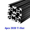 Cool 20X20mm T-Slot Aluminum Extrusion Profile 4pcs Anodized Linear Rail For Custom 3D Printer Build And DIY Maker Projects Easy Cut - close-up view of anodized black aluminum rails.